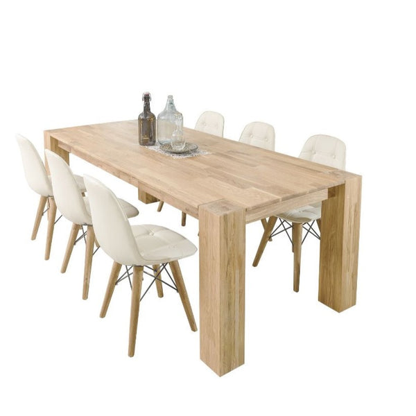 NordicStory Mesa de comedor de madera maciza de roble 