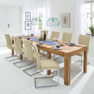 NordicStory Mesa extensible de comedor de madera maciza de roble 