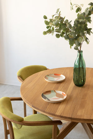 NordicStory Mesa de comedor redonda y extensible de madera maciza de roble Holger 140-190 x 140 x 76cm.