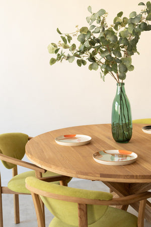 NordicStory Mesa de comedor redonda y extensible de madera maciza de roble Holger 140-190 x 140 x 76cm.