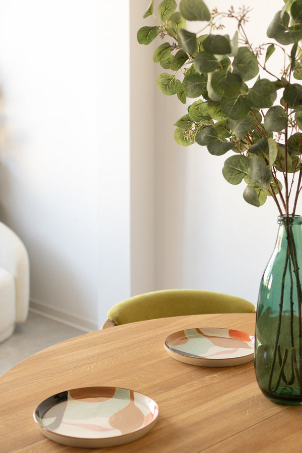 Mesa de comedor redonda y extensible de madera maciza de roble Holger | NordicStory