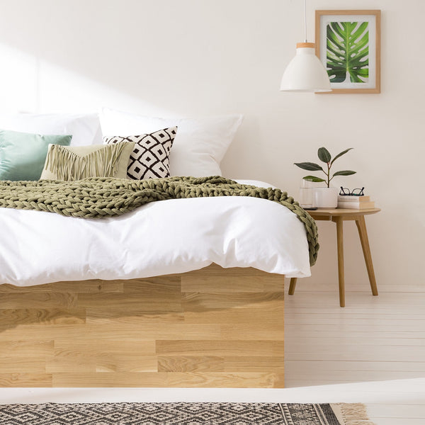 Cama con almacenaje de madera maciza de roble Sofia | NordicStory