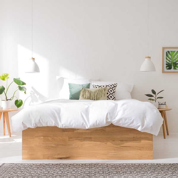 NordicStory Sofia Dormitorio Cabecero Cama de Madera Maciza de Roble Escandinavo