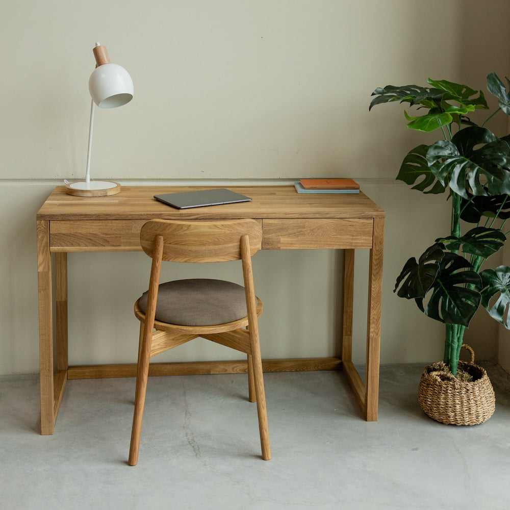 NordicStory Mesa escritorio, tocador de madera maciza de roble 