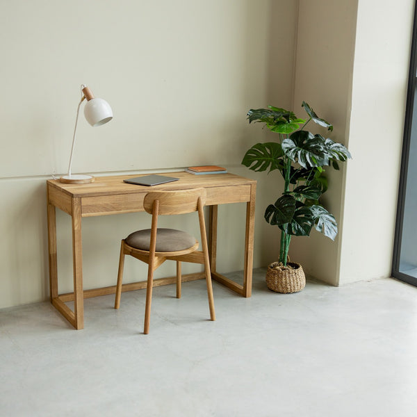 NordicStory Mesa escritorio, tocador de madera maciza de roble 