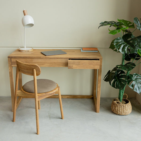 NordicStory Mesa escritorio, tocador de madera maciza de roble 