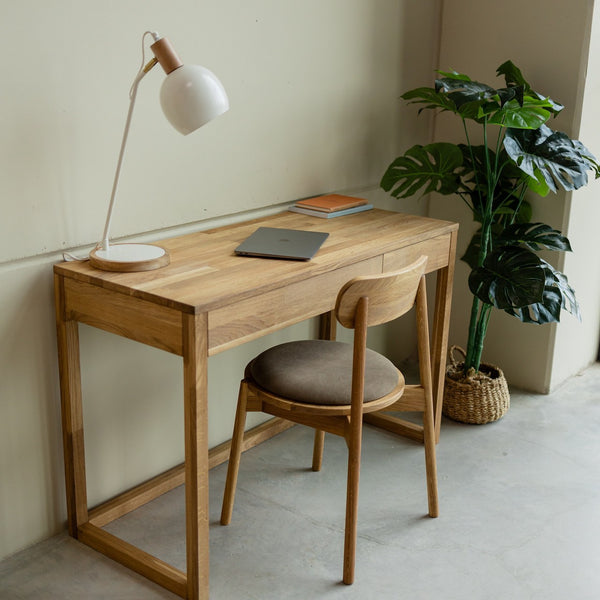 NordicStory Mesa escritorio, tocador de madera maciza de roble 