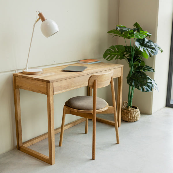 NordicStory Mesa escritorio, tocador de madera maciza de roble 