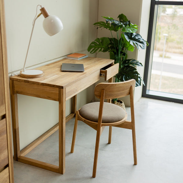 NordicStory Mesa escritorio, tocador de madera maciza de roble 