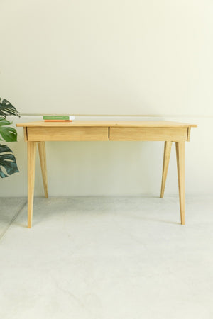  NordicStory Mesa escritorio 2 cajones de madera maciza de roble