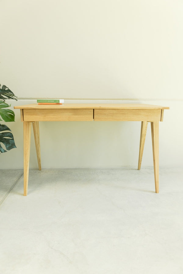  NordicStory Mesa escritorio 2 cajones de madera maciza de roble