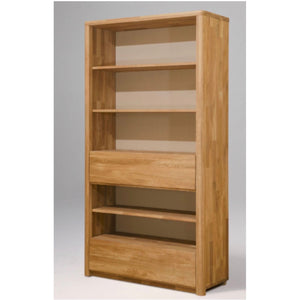 Libreria Estanteria de pared con 2 cajones de madera maciza de roble Elsa 2 108 x 40 x 201,5 cm. | NordicStory