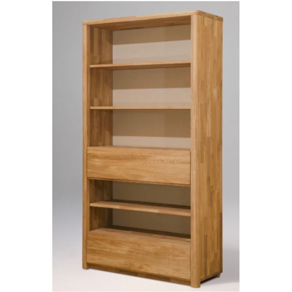 Libreria Estanteria de pared con 2 cajones de madera maciza de roble Elsa 2 108 x 40 x 201,5 cm. | NordicStory