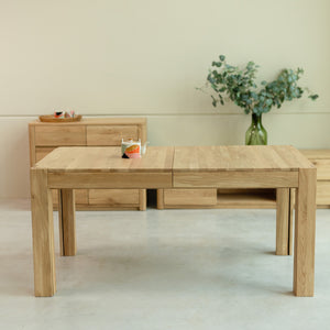 NordicStory Mesa extensible de comedor de madera maciza de roble 