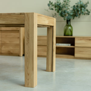 NordicStory Mesa extensible de comedor de madera maciza de roble 
