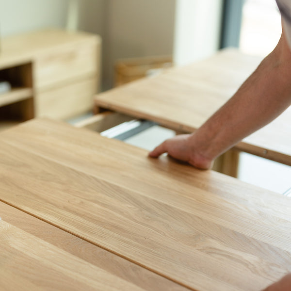 NordicStory Mesa extensible de comedor de madera maciza de roble 