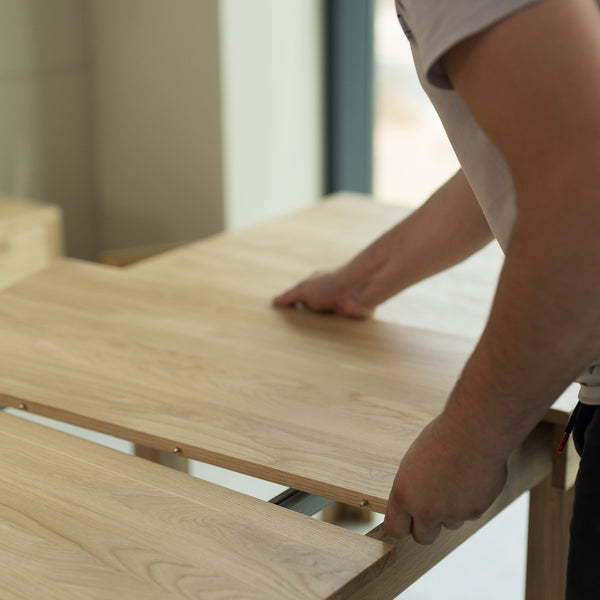 NordicStory Mesa extensible de comedor de madera maciza de roble 