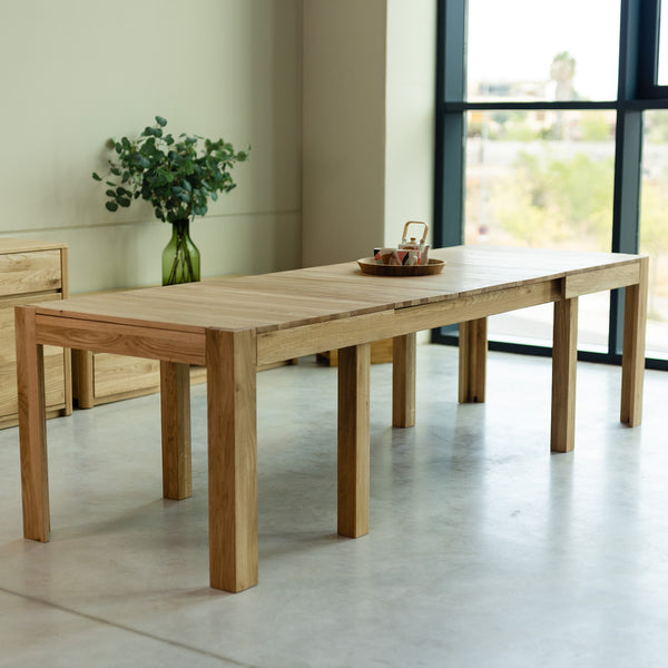 Mesa de comedor extensible 160-280 x 90 x 75 cm madera maciza roble
