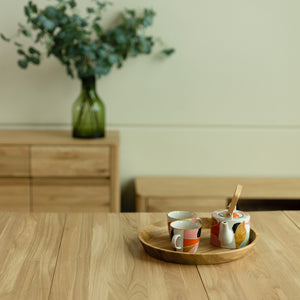 NordicStory Mesa extensible de comedor de madera maciza de roble 