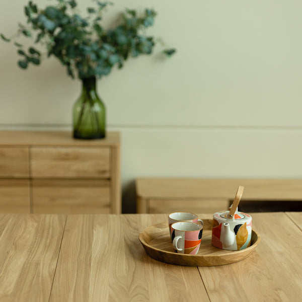 NordicStory Mesa extensible de comedor de madera maciza de roble 