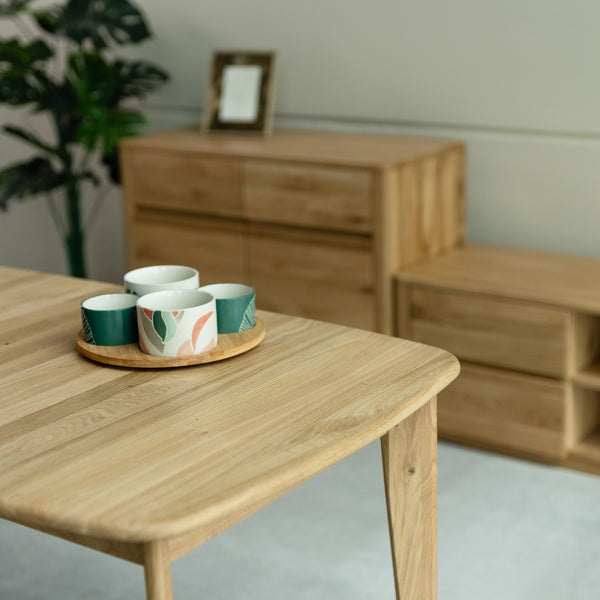 NordicStory Mesa extensible de comedor de madera maciza de roble