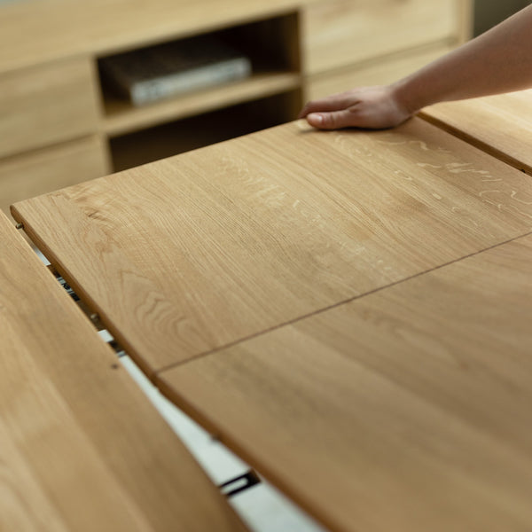 NordicStory Mesa extensible de comedor de madera maciza de roble