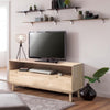 NordicStory Mueble de TV de madera maciza de roble blanqueado