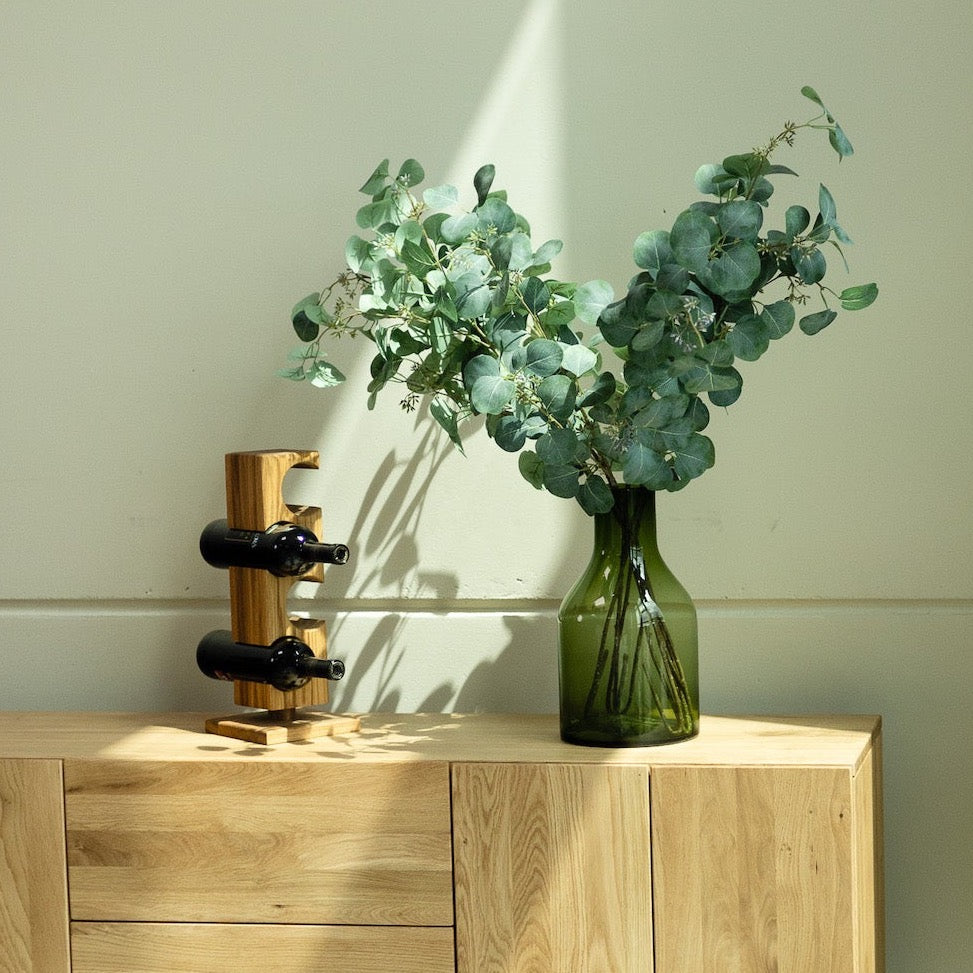 NordicStory Botellero de roble Alma, puesto de vinos para 4 botellas