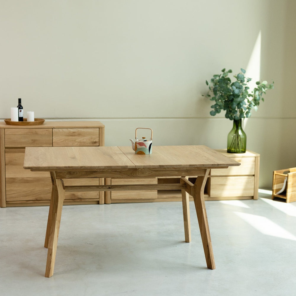 NordicStory Mesa extensible de comedor de madera maciza de roble Harold