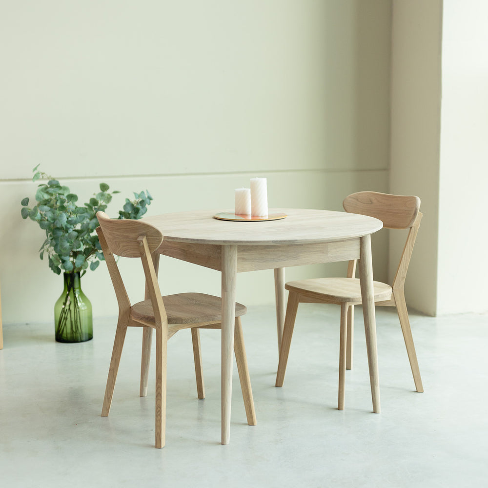 Roble.Store Mesa de comedor redonda y extensible de madera maciza de roble 