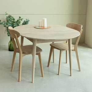 NordicStory Mesa de comedor redonda y extensible de madera maciza de roble