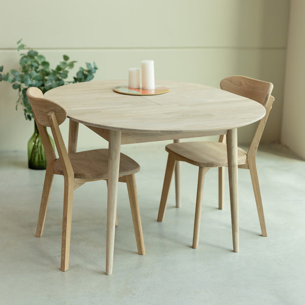 NordicStory Mesa de comedor redonda y extensible de madera maciza de roble