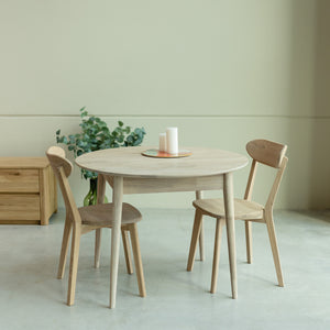  NordicStory Mesa redonda de comedor de madera maciza de roble 