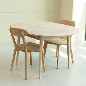 NordicStory Mesa de comedor redonda y extensible de madera maciza de roble 