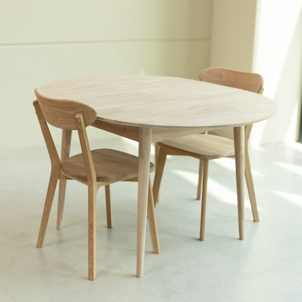 NordicStory Mesa de comedor redonda y extensible de madera maciza de roble 