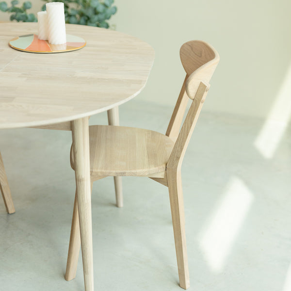 NordicStory Mesa de comedor redonda y extensible de madera maciza de roble
