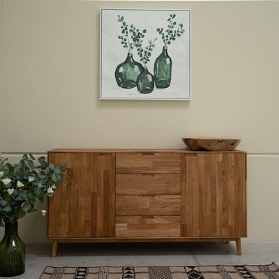 NordicStory Aparador Cómoda de madera maciza roble Escandi 3 160 x 45 x 84,5 cm.