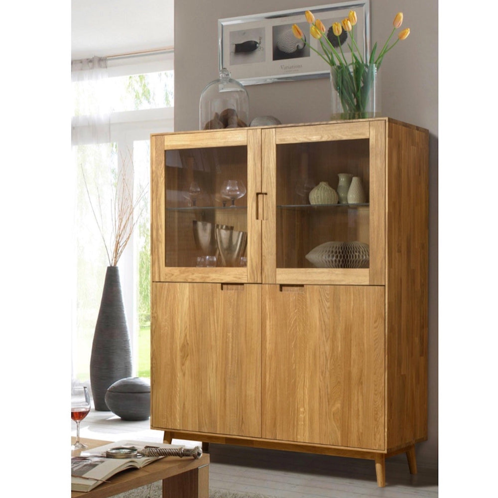 NordicStory Armario Vitrina de madera maciza de roble 