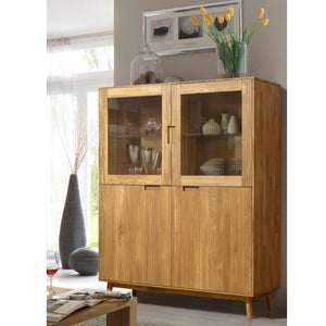 NordicStory Armario Vitrina de madera maciza de roble 
