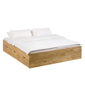 Cama con almacenaje de madera maciza de roble Sofia | NordicStory