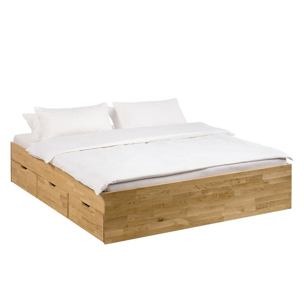 Cama con almacenaje de madera maciza de roble Sofia | NordicStory