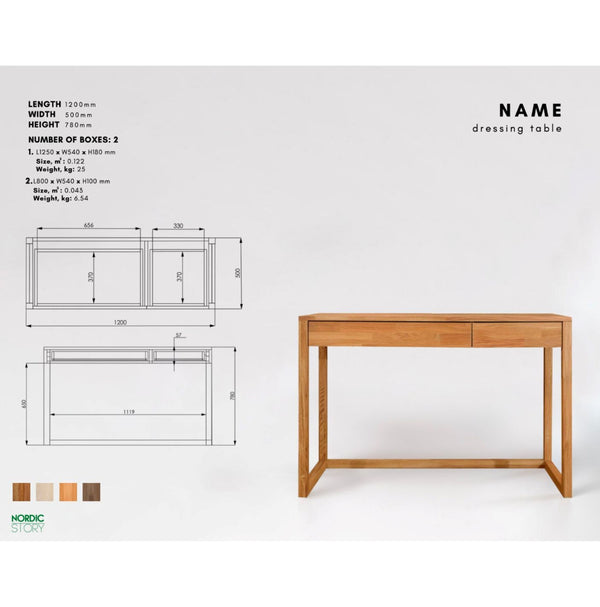 NordicStory Mesa escritorio, tocador de madera maciza de roble Denmark