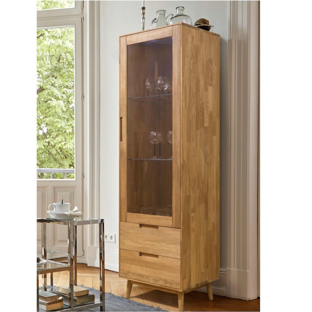 NordicStory Armario Vitrina de madera maciza de roble