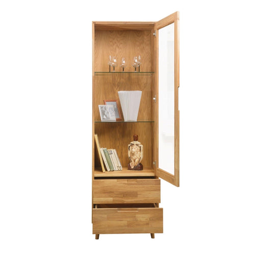NordicStory Armario Vitrina de madera maciza de roble