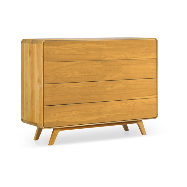 NordicStory Comoda de madera maciza roble Geneva 3, 120 x 42 x 90 cm.
