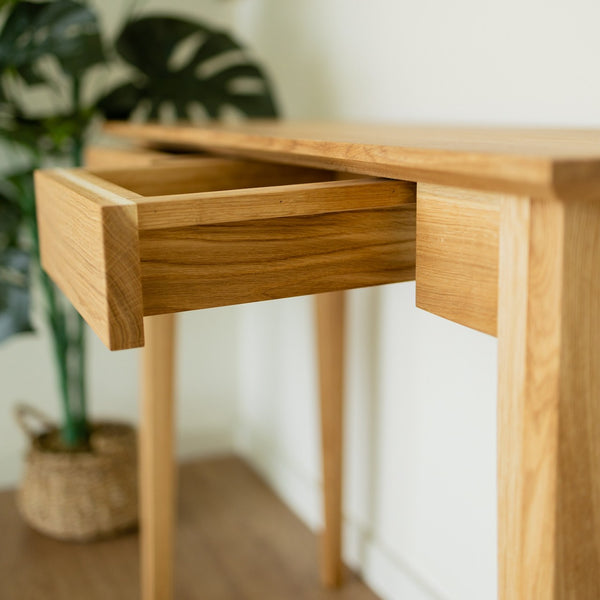 NordicStory Consola con 2 cajones de madera maciza de roble sostenible 