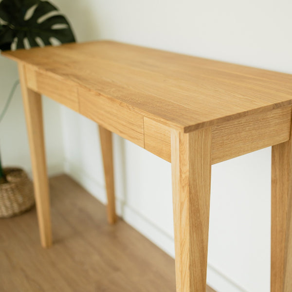 NordicStory Consola con 2 cajones de madera maciza de roble sostenible 