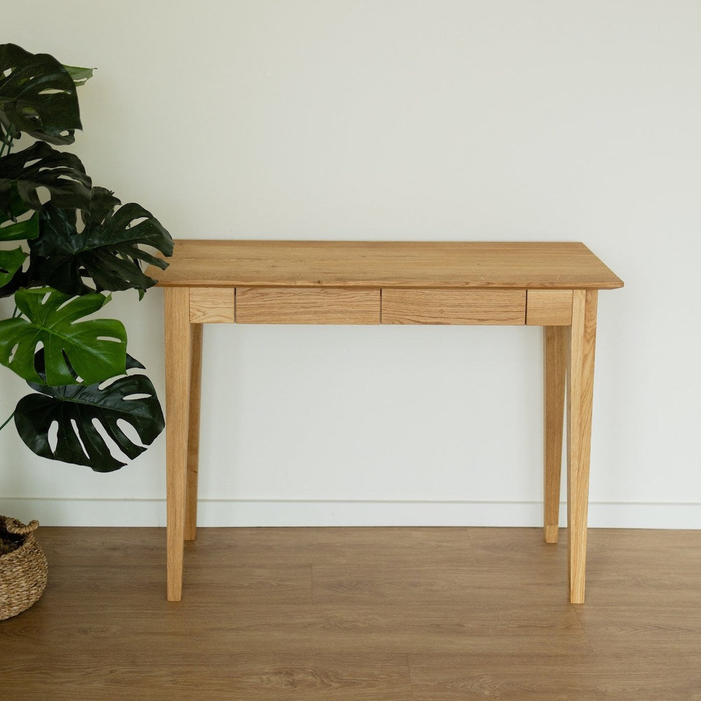 NordicStory Consola con 2 cajones de madera maciza de roble sostenible 