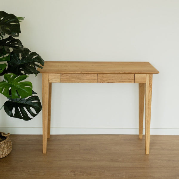 NordicStory Consola con 2 cajones de madera maciza de roble sostenible 