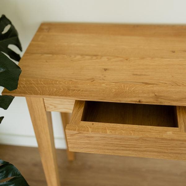 NordicStory Consola con 2 cajones de madera maciza de roble sostenible 